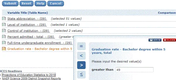 Graduation rate selection