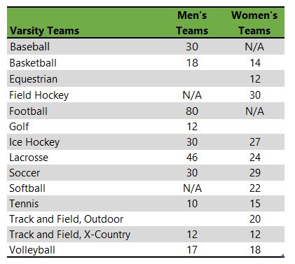 Listing of Endicott College athletic teams