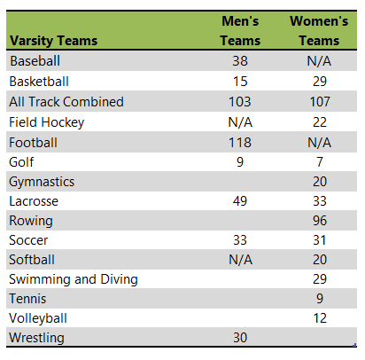 Rutgers University athletic team listing