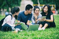 Group of asian students representing colleges for asian students