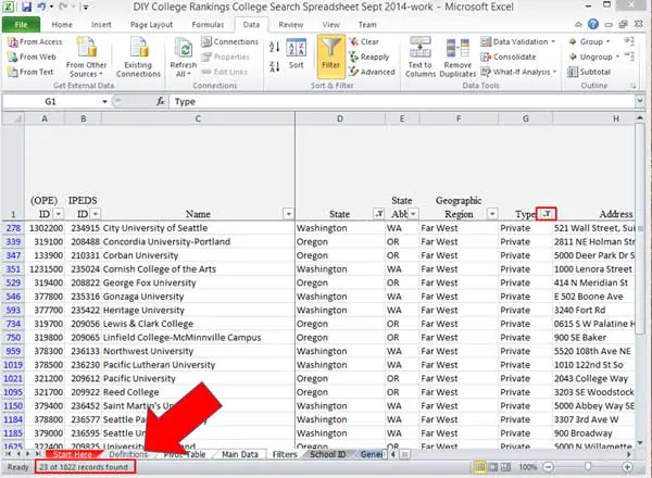 Excel filters results with two filters