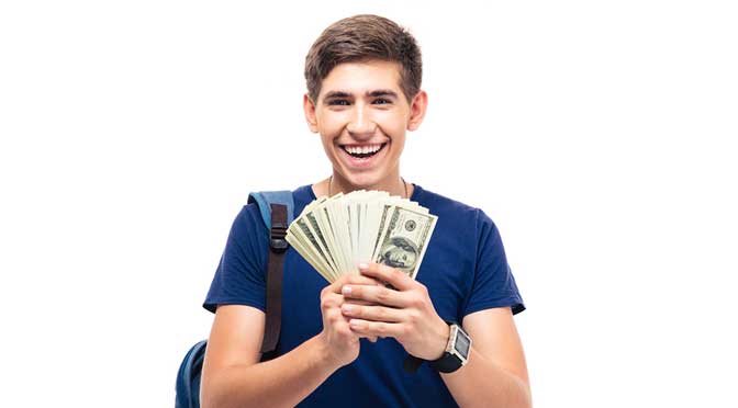 student with money from colleges with national merit scholarships