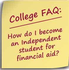 Postit note asking How do I become an Independent student for financial aid?