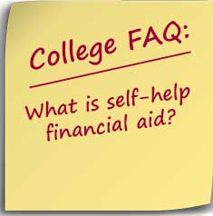 Post-it note asking What is self-help financial aid?