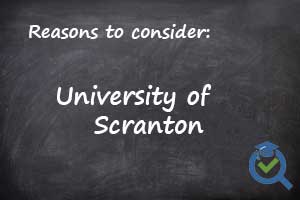 Reasons to consider University of Scranton written on a chalk board