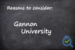 Reasons to consider Gannon University written on a chalk board